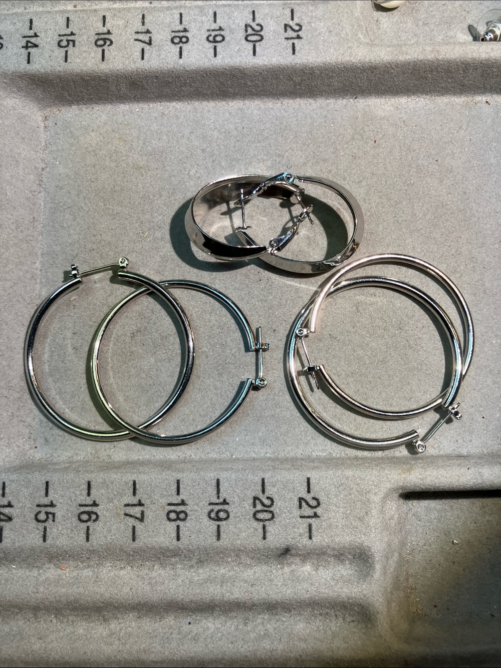 Sterling Tone Hoop Earring Lot - Silver